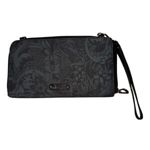 Sakroots Paisley Floral Zip Wallet Ecotwill Corin Flap Black Neutral Wristlet